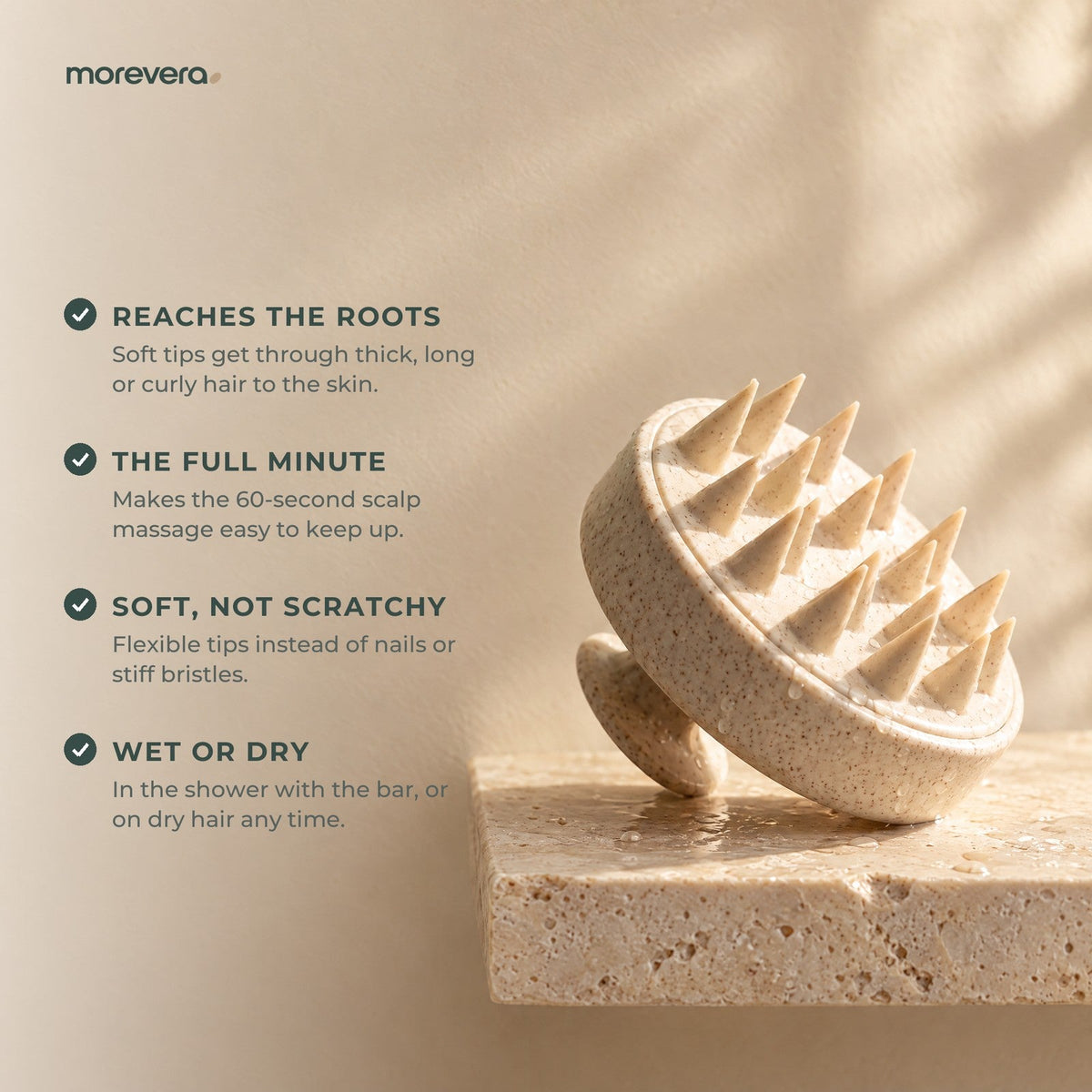 Scalp brush benefits: reaches the roots, the full minute, soft tips, wet or dry