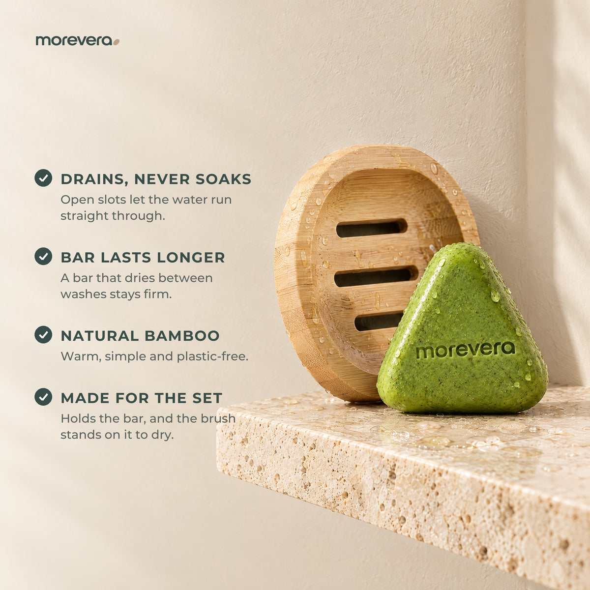 Bamboo dock benefits: drains, bar lasts longer, natural bamboo, made for the set