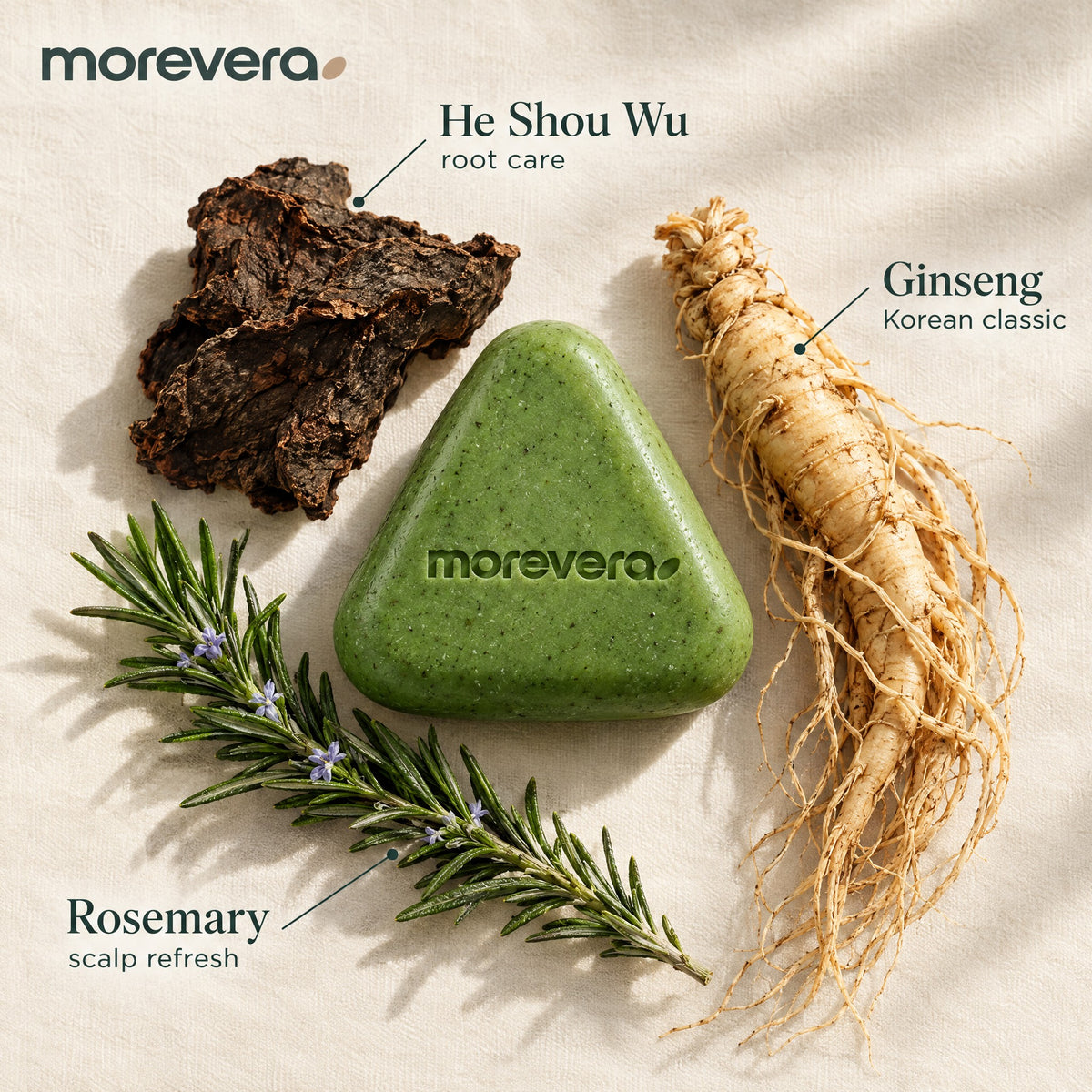 Scalp bar with he shou wu, ginseng and rosemary ingredients