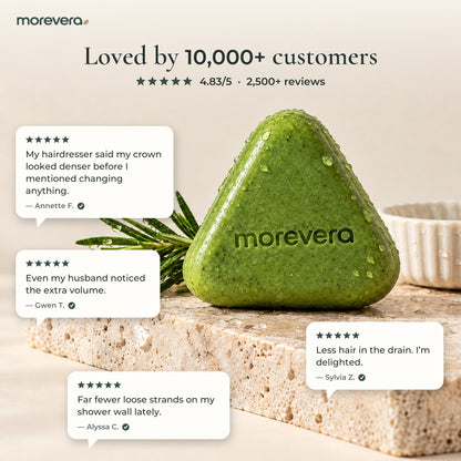 Customer reviews of the Korean Scalp Reset Bar: crown denser, husband noticed the volume, less hair in the drain